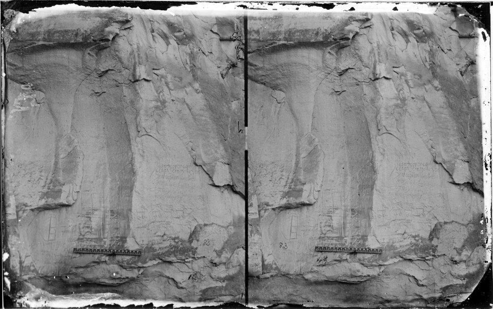 Old Spanish record on north wall of Inscription Rock. New Mexico 1873 - NARA - 519806