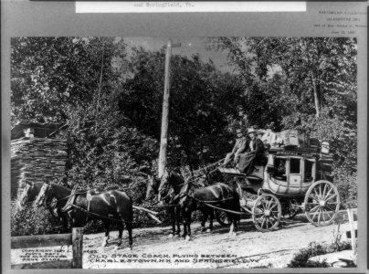 Old stage coach plying between Charlestown, N. H., and Springfield, Vt. LCCN2013646136