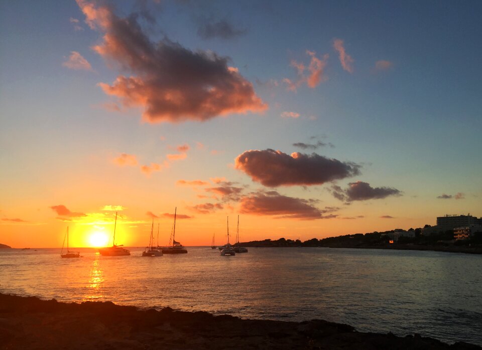 Sea ships clouds photo