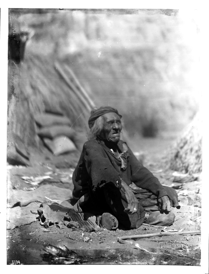 Old Yokut Indian man on the Tule River Reservation near Porterville, ca.1900 (CHS-3794)