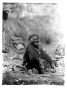 Old Yokut Indian man on the Tule River Reservation near Porterville, ca.1900 (CHS-3794)