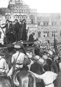 Old Russia - Yakov Sverdlov 1918 in Moscow on meeting