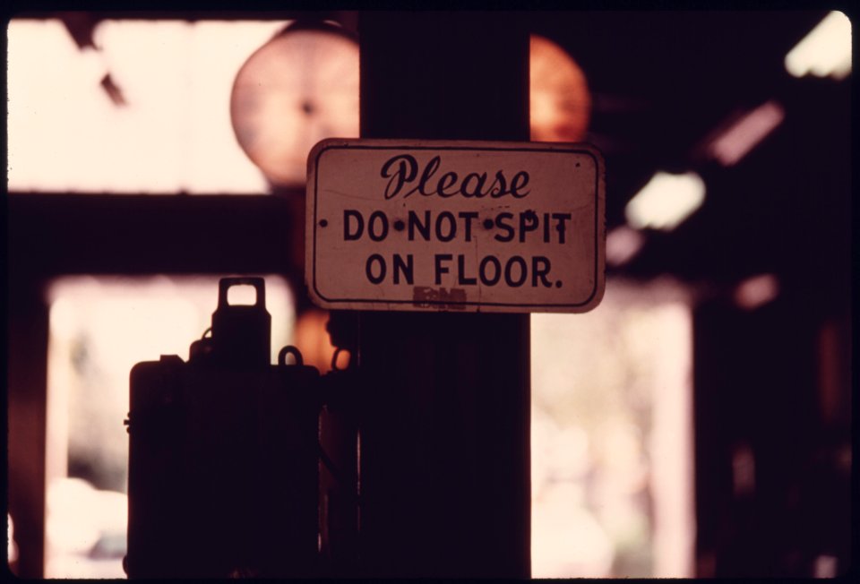 Old Sign in the Interior of an Auto Emission Inspection Station in Downtown Cincinnati, Ohio...08-1975 (4266532882)