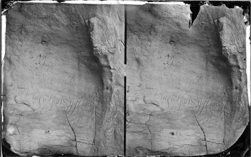 Old Spanish record on north wall of Inscription Rock, New Mexico 1873 - NARA - 519807