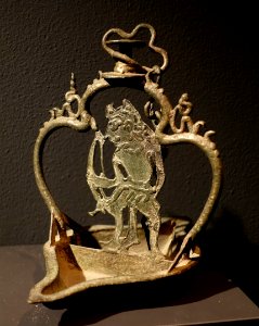 Oil lamp with Arjuna in Wayang style as a shadow puppet, Late East Java period, 14th-15th century AD - Linden-Museum - Stuttgart, Germany - DSC03710 photo