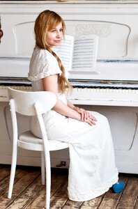 Girl white dress studio for photo shoots photo