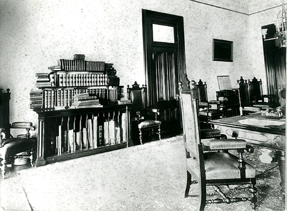 Old Photo of Iolani Palace Library Bookcase