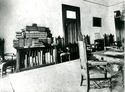 Old Photo of Iolani Palace Library Bookcase