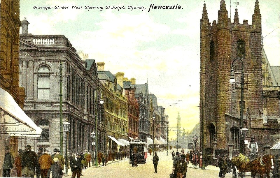 Old postcard of Grainger Street, Newcastle
