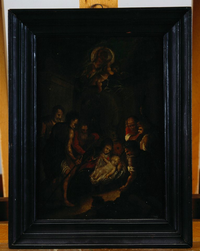 Oljemålning på kopparplåt. Josef och Maria med Jesusbarnet - Skoklosters slott - 65134