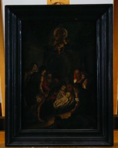 Oljemålning på kopparplåt. Josef och Maria med Jesusbarnet - Skoklosters slott - 65134