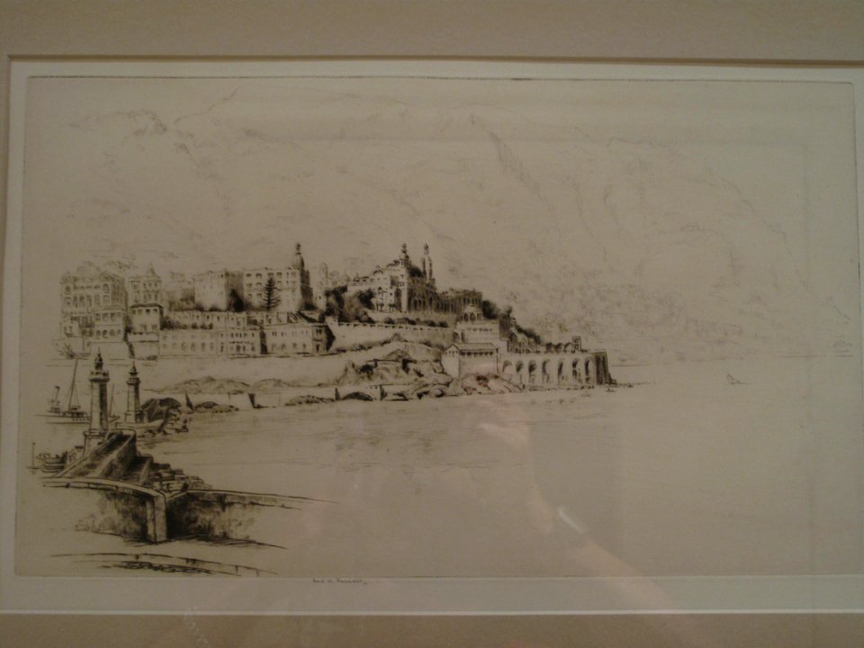 Old engraving of Monaco harbour