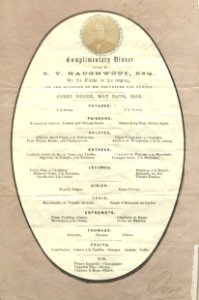 Old Food Menu - Jones House 1860