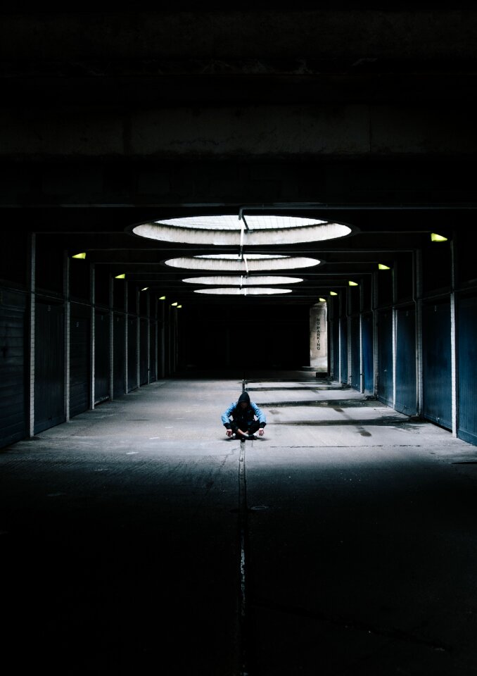 Man thinking alone