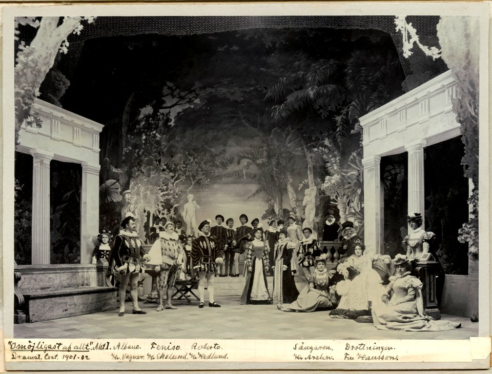 Omöjligast af allt, Dramatiska teatern 1901. Föreställningsbild - SMV - H11 030