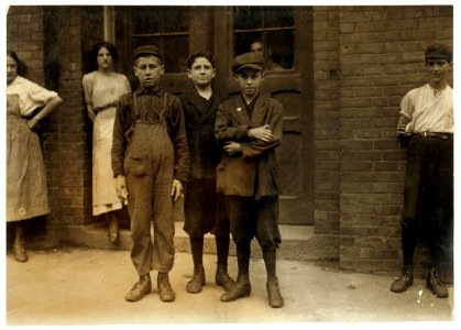 On right hand is Richard Fitzgerald, 53 Montgomery St., works in twisting room of Eclipse Mills, No. Adams. On left hand, Joseph Adams, 107 Front St., works in twisting room of Eclipse LOC nclc.02262