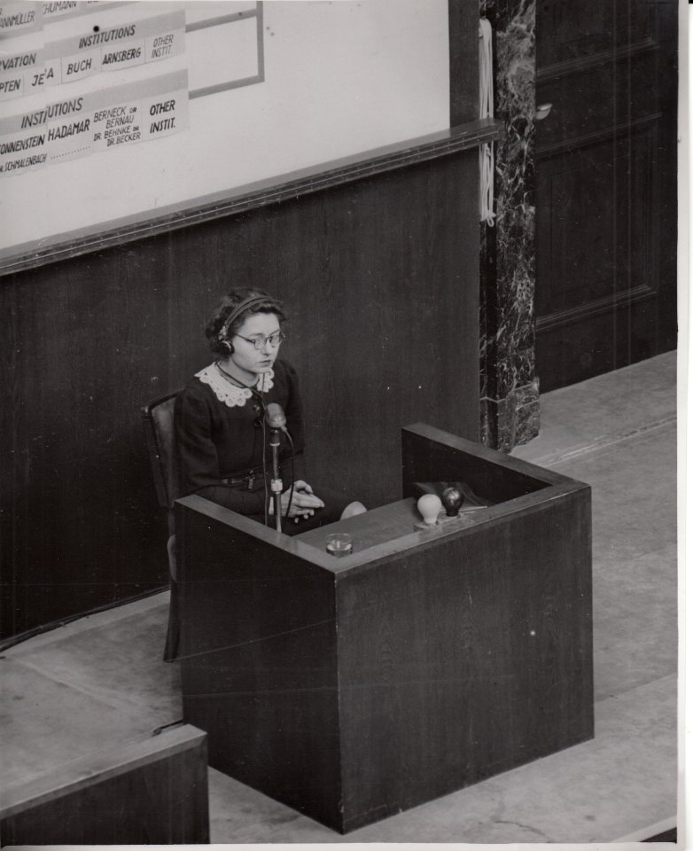 Olga Eyer on witness stand during the Doctors' Trial