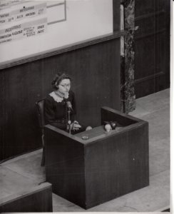 Olga Eyer on witness stand during the Doctors' Trial photo