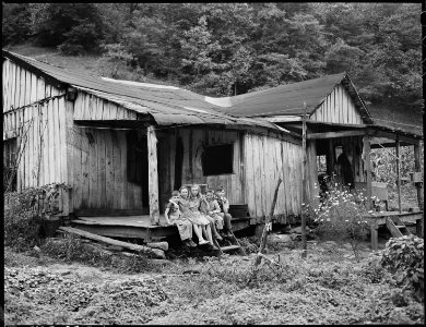 One of houses rented to miners in this mine. P V & K Coal Company, Clover Gap Mine, Lejunior, Harlan County, Kentucky. - NARA - 541350 photo