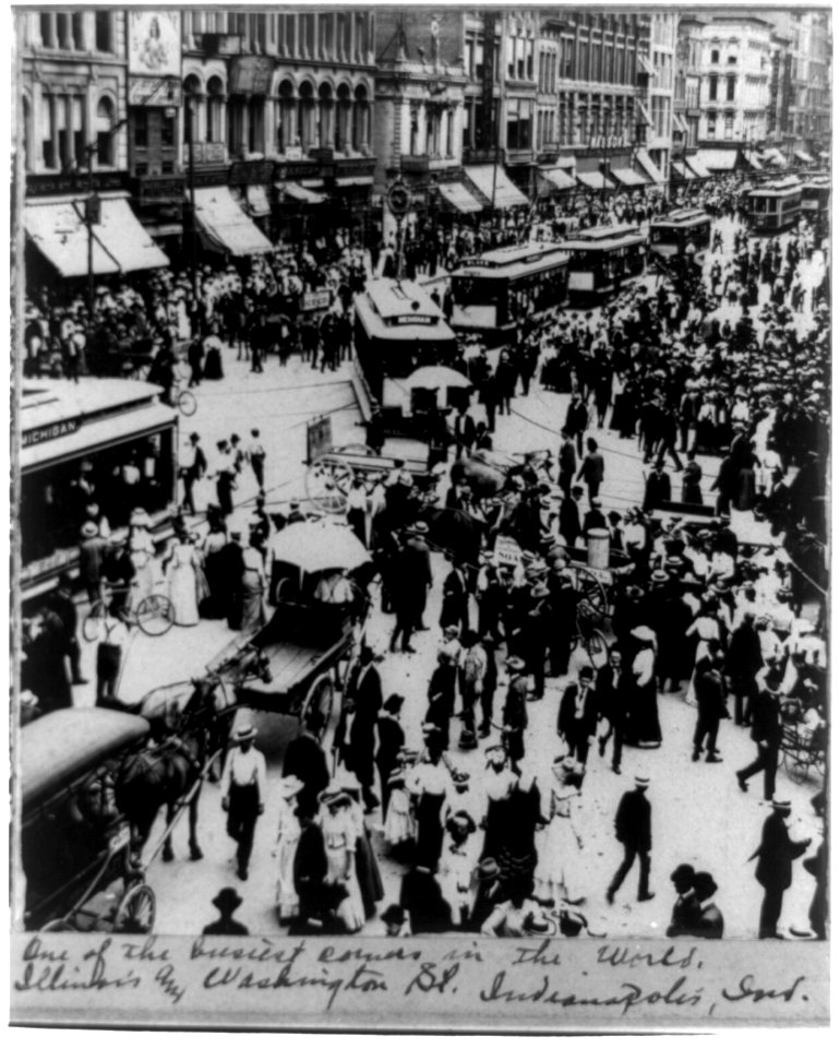 One of the busiest corners in the world, Illinois and Washington Sts., Indianapolis LCCN2002722761