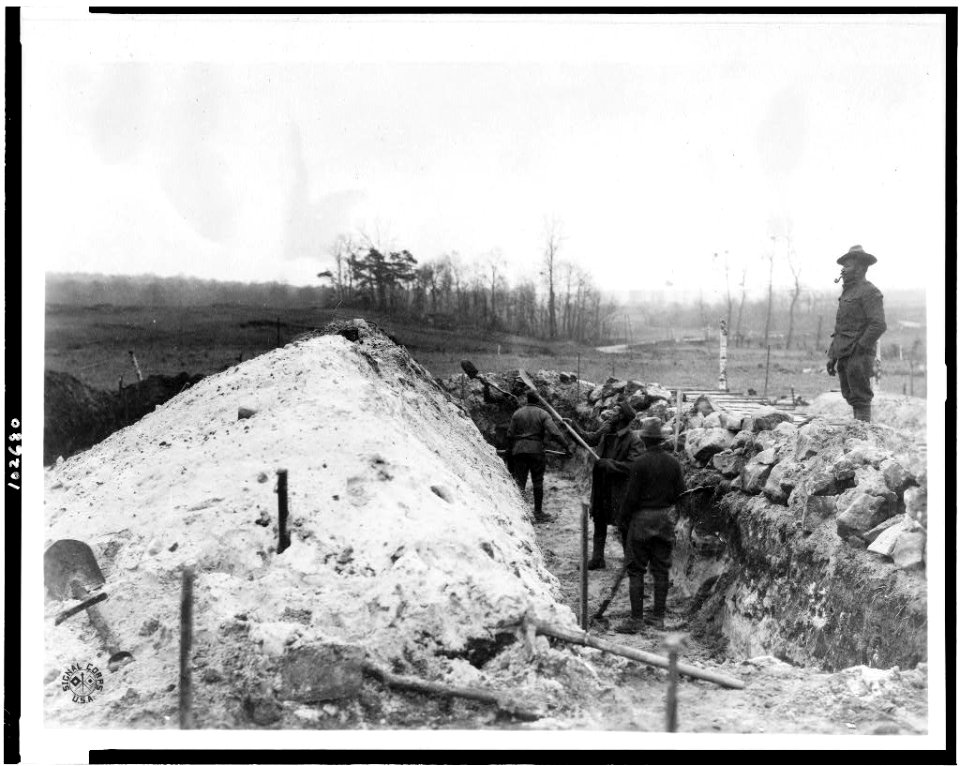 One of the trenches ready for the reception of the bodies at the cemetery at Fère-en-Tardenois - Signal Corps, U.S.A. LCCN91720268