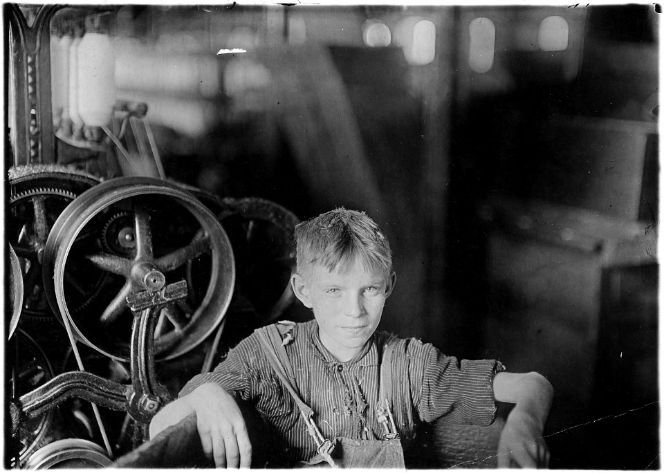 One of the young spinners in the Quidwick Co. Mill. (A Polish boy, Willie) who was taking his noon rest in a doffer... - NARA - 523182