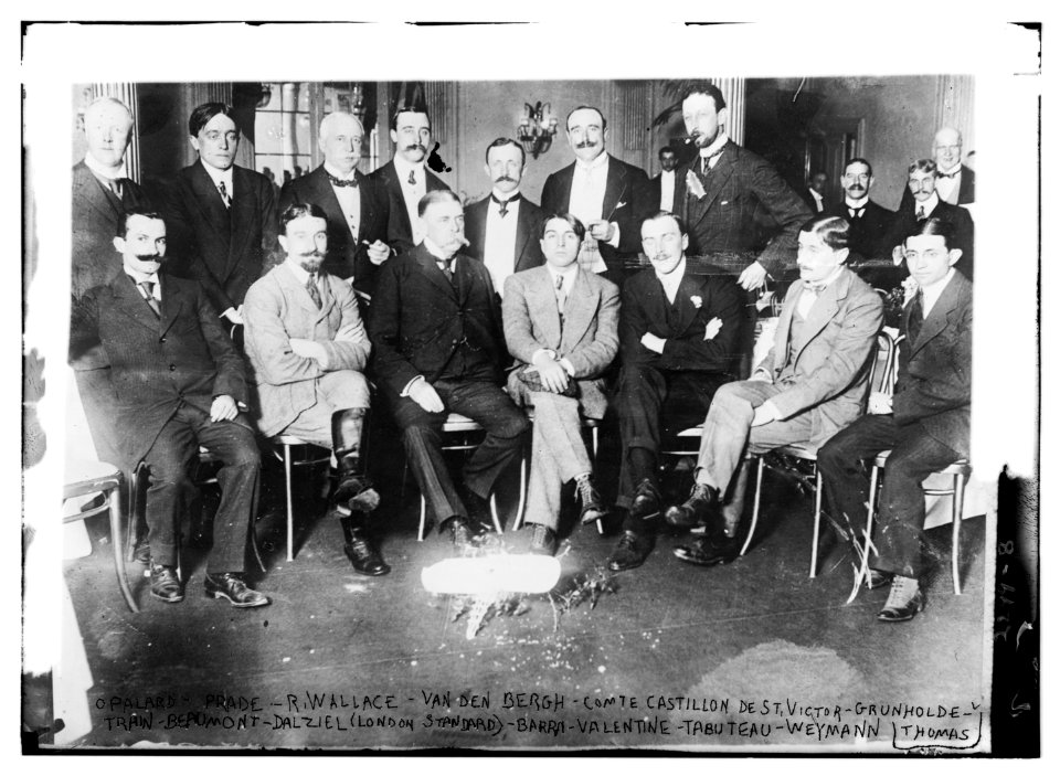 Opalard; Prade; Wallace; Van den Bergh; Comte Castillion de St. Victor; Grunholde; Thomas; Train; Beaumont; Dalziel (London Standard); Barri; Valentine; Tabuteau; Weymann LCCN2014689784