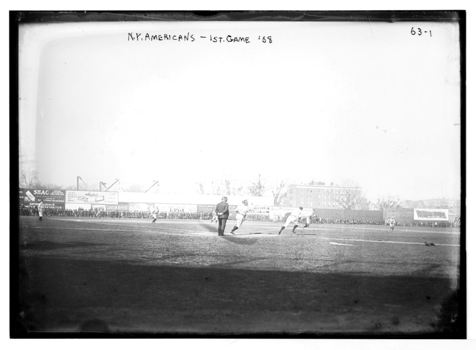 Opening Day at Hilltop Park, NY; NY Highlanders (AL) & Phila. Athletics game action (baseball) LCCN2014680312
