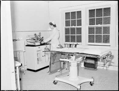 Operating room in company owned hospital. Inland Steel Company, Wheelwright ^1 & 2 Mines, Wheelwright, Floyd County... - NARA - 541467