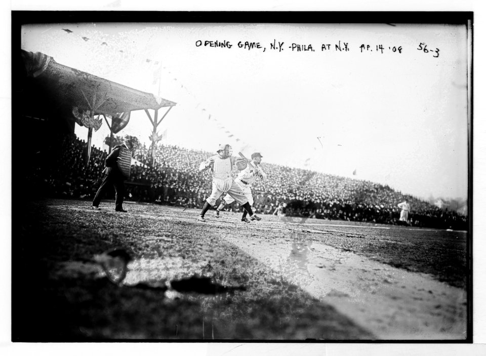 Opening Day at Hilltop Park, NY; NY Highlanders (AL) & Phila. Athletics game action (baseball) LCCN2014680272