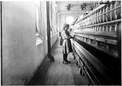 One of the little spinners working in Lancaster Cotton Mills. Many others as small. Lancaster, S.C. - NARA - 523122