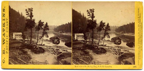 Oregon Portage Railroad - Residence of Jo. Bailey, Esq., O. R. R. Cascades by C. E. Watkins, 1867