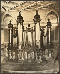 Organ, Old Music Hall, Winter St. & Hamilton Place, Boston, 1863, from the Digital Commonwealth - commonwealth 37720s54n
