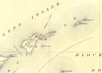 Orient Point, Plum Island, Great Gull Island, Little Gull Island, from a 1904 USGS map