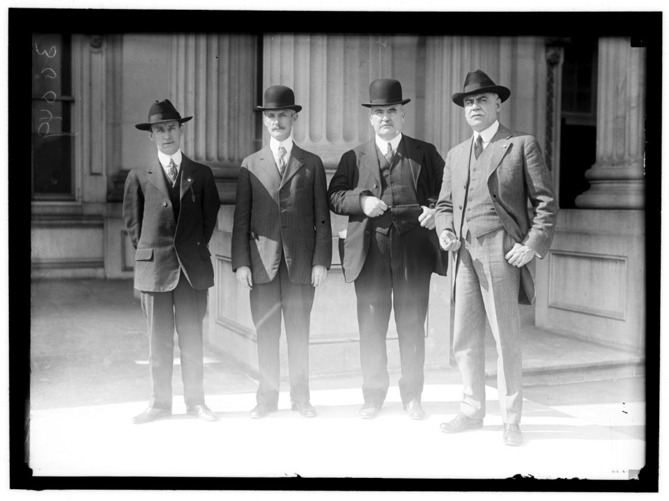 PAGE, WILLIAM TYLER. CLERK OF THE HOUSE. STAFF GROUP- FRANK COLLIER, POSTMASTER OF THE HOUSE; BERT KENNEDY, DOORKEEPER; JOSEPH ROGERS, SERGEANT-AT-ARMS; PAGE LCCN2016869750