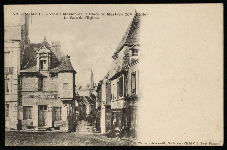 Paimpol - Vieille maison de la place du Martray et rue de l'église - AD22 - 16FI2721