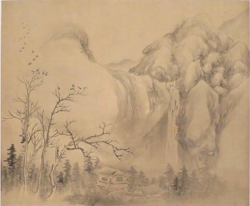 Painting from album of landscapes and calligraphy by Dai Xi, ink on paper I