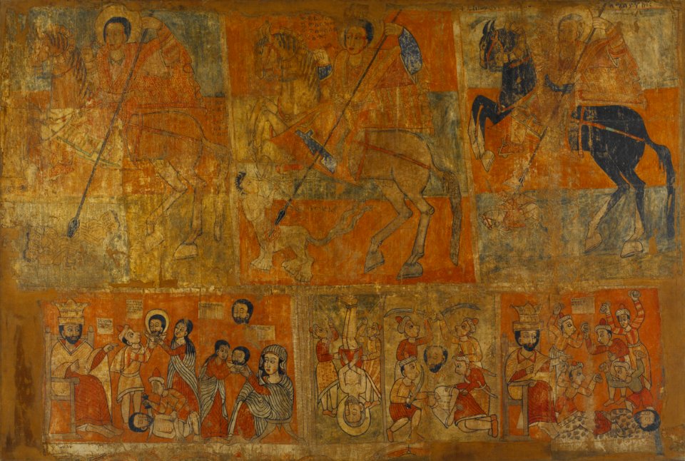 Painting from the church of Abbas Antonios - Knights and martyrs - Google Art Project