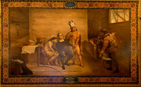 Painting- Bobadilla Betrays Columbus at the University of Notre Dame, a Catholic research university located in Notre Dame, an unincorporated community north of the city of South Bend, in St. Joseph LCCN2013650755