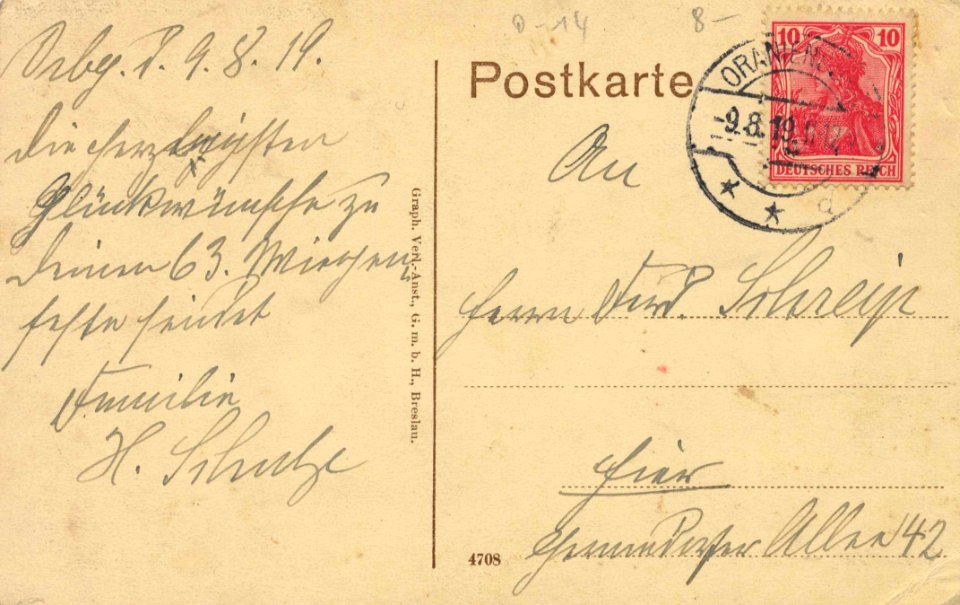 Oranienburg, Brandenburg - Luisenplatz (back) (Zeno Ansichtskarten)