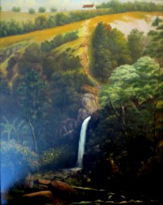 Painting of Hawaiian waterfalls by Edward Bailey, Bailey House Museum