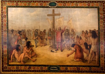 Painting- Columbus Coming Ashore at the University of Notre Dame, a Catholic research university located in Notre Dame, an unincorporated community north of the city of South Bend, in St. Joseph LCCN2013650754