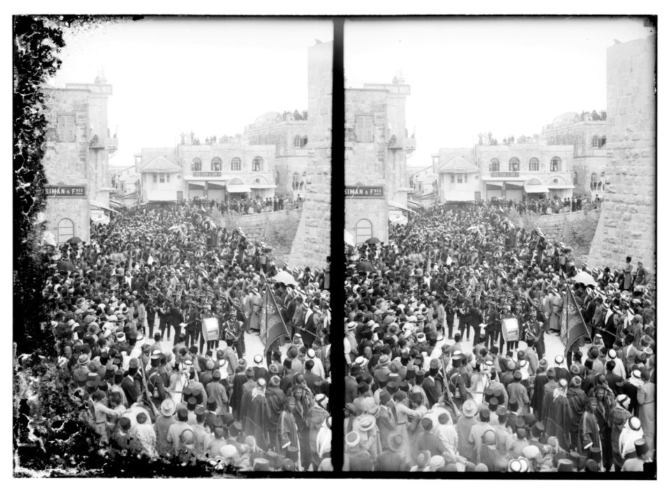 Palestine parade, stereo, Jaffa Gate LOC matpc.08143