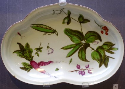 Pair of dishes with fruits and vegetables, 2 of 2, Chelsea porcelain, c. 1760, soft-paste porcelain - California Palace of the Legion of Honor - San Francisco, CA - DSC02968 photo