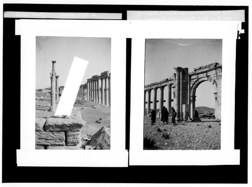 Palmyra (Tadmor). General view of the grand colonnade ; central archway of grand colonnade LOC matpc.01433