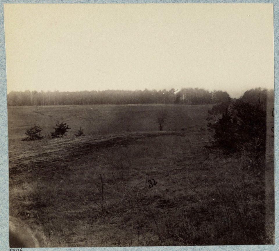 Palmer's field, on Orange Turnpike four miles from Wilderness Church Confederate entrenchments at edge of woods LCCN2012647722