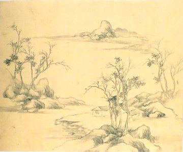 Painting from album of landscapes and calligraphy by Dai Xi, ink on paper II