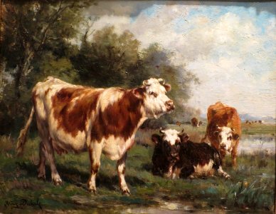 Painting of cattle by Marie Dieterlé