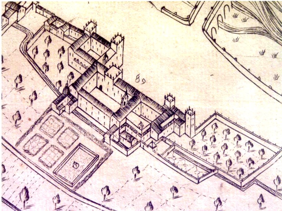 Palau reial de València el 1609, com apareix al mapa de Antonio Mancelli