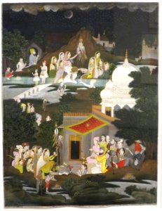 Palaces and Figures in a Night Landscape, Mughal, Dayton Art Institute